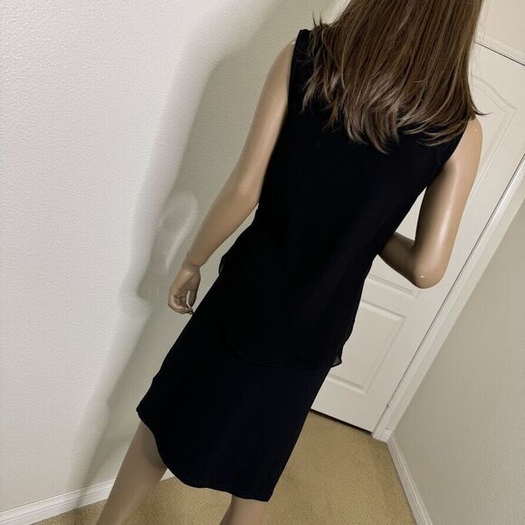 Robert Rodriguez Dress Medium Black Wrap Midi V-Neck Sleeveless Chiffon Overlay - Picture 14 of 15